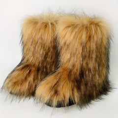 Women's Fluffy Furry Mid Calf Boots Winter Snow Boots