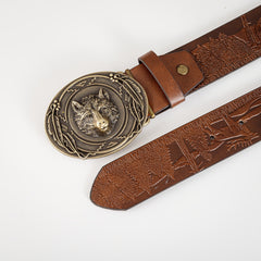 Men's Retro Bear Head Buckle Belt Business Casual Decorative Accessories