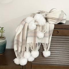Plaid Scarf Faux Cashmere Shawl Casual Head Wrap Gift For Mother