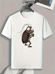 Cartoon Cockroach Pattern Print Men's Comfy Sports T-shirt