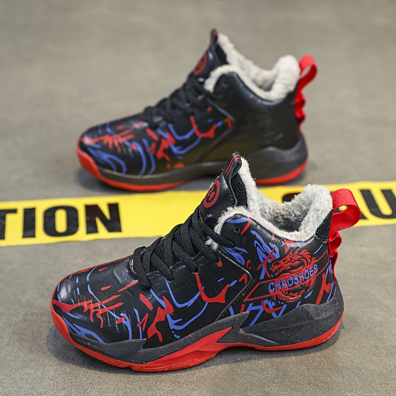 Boys' Warm Plush Lined Basketball Shoes