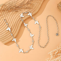 Rhinestone Butterfly Metal Waist Chain Silvery Girdle For Women