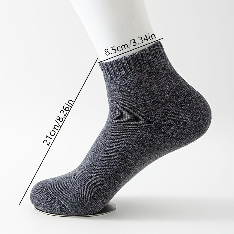 7 Pairs Warm Ankle Socks Moisture-Wicking Solid Color