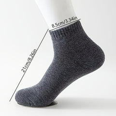 7 Pairs Warm Ankle Socks Moisture-Wicking Solid Color