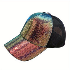 Sequin Hip Hop Baseball Cap Trucker Hat For Women