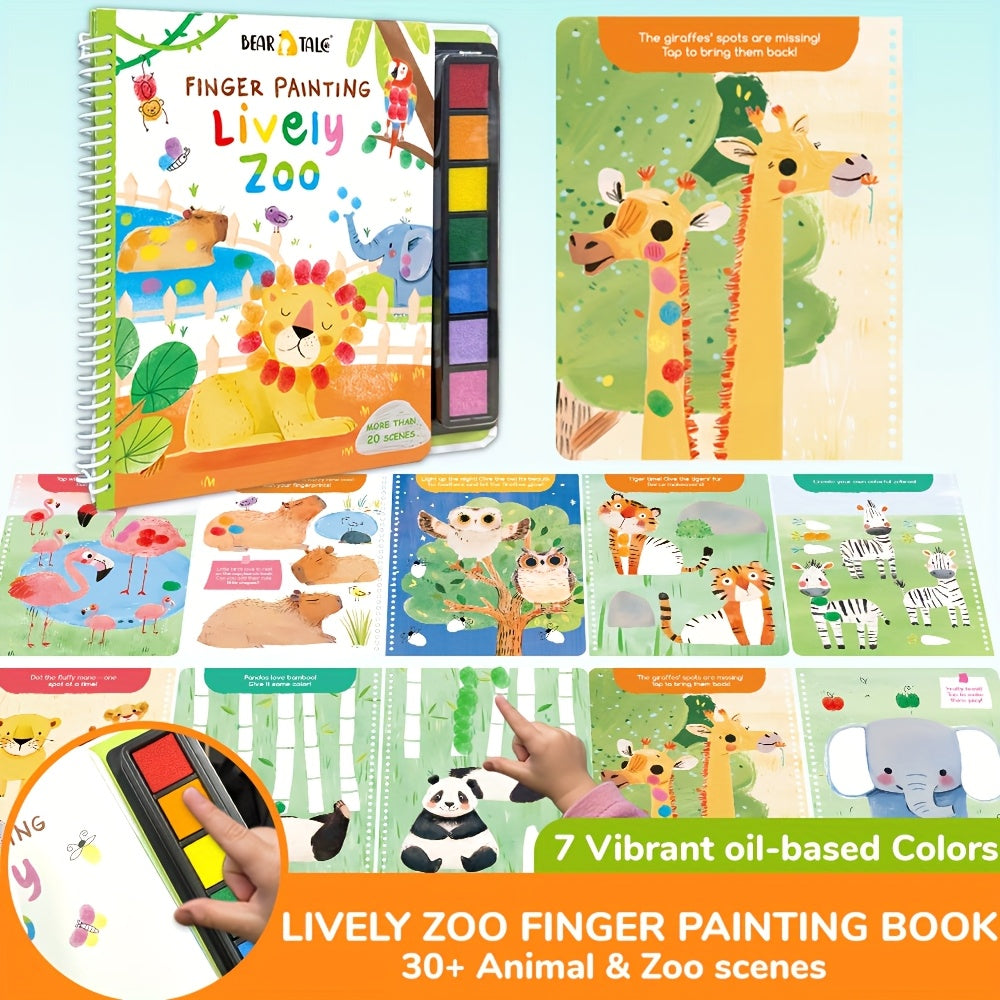 Lively Zoo Finger Painting Book 30 Scenes Washable Non Toxic Quiet Book
