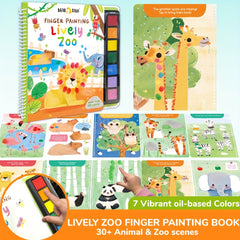 Lively Zoo Finger Painting Book 30 Scenes Washable Non Toxic Quiet Book
