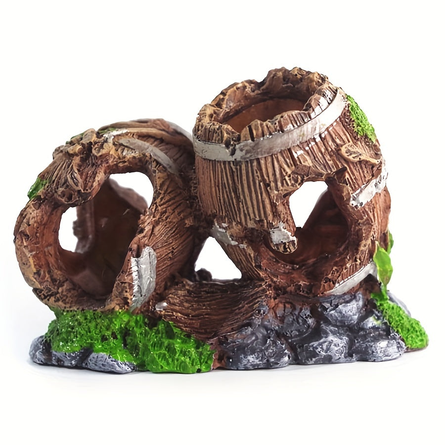Resin Broken Barrel Aquarium Decoration Fish Tank Ornament
