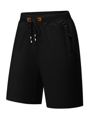 Men's Casual Fit Drawstring Shorts Elastic Waist Zip Pockets