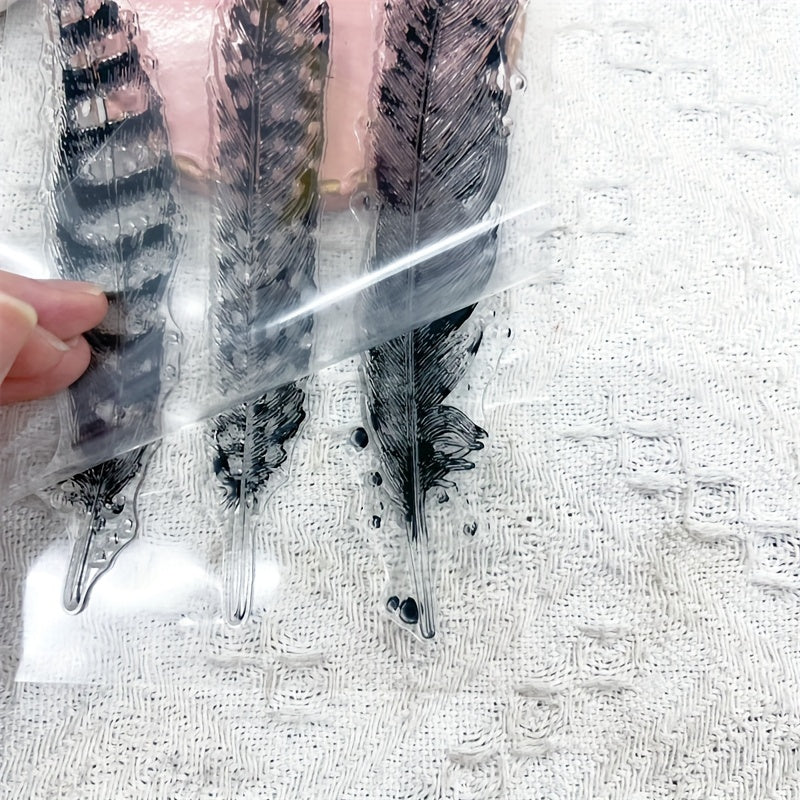Feather Transparent Stamp Silicone Stamp Painting Tool Craft DIY Card Making