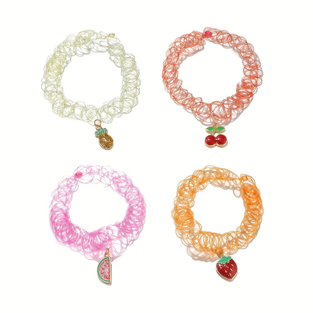 4pcs Girls Fruit Pendant Necklace Decorative Accessories Holiday Gift