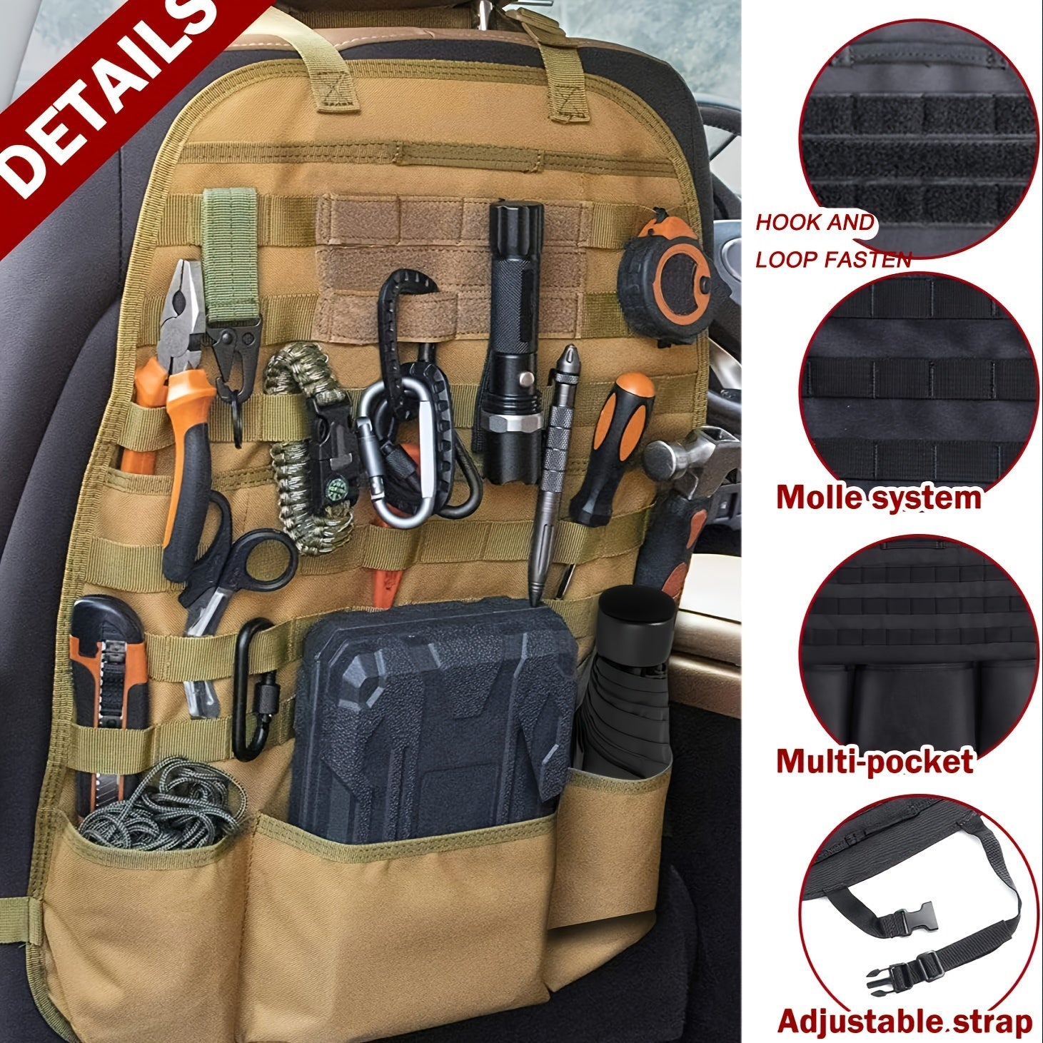Car Seat Back Organizer with Multiple Pockets for Truck SUV MPV Van