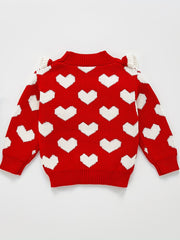Baby Heart Graphic Knit Sweater Coat For Winter Fall Top