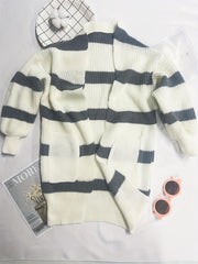 Kids Casual Striped Long Sleeve Knit Cardigan for Fall Winter