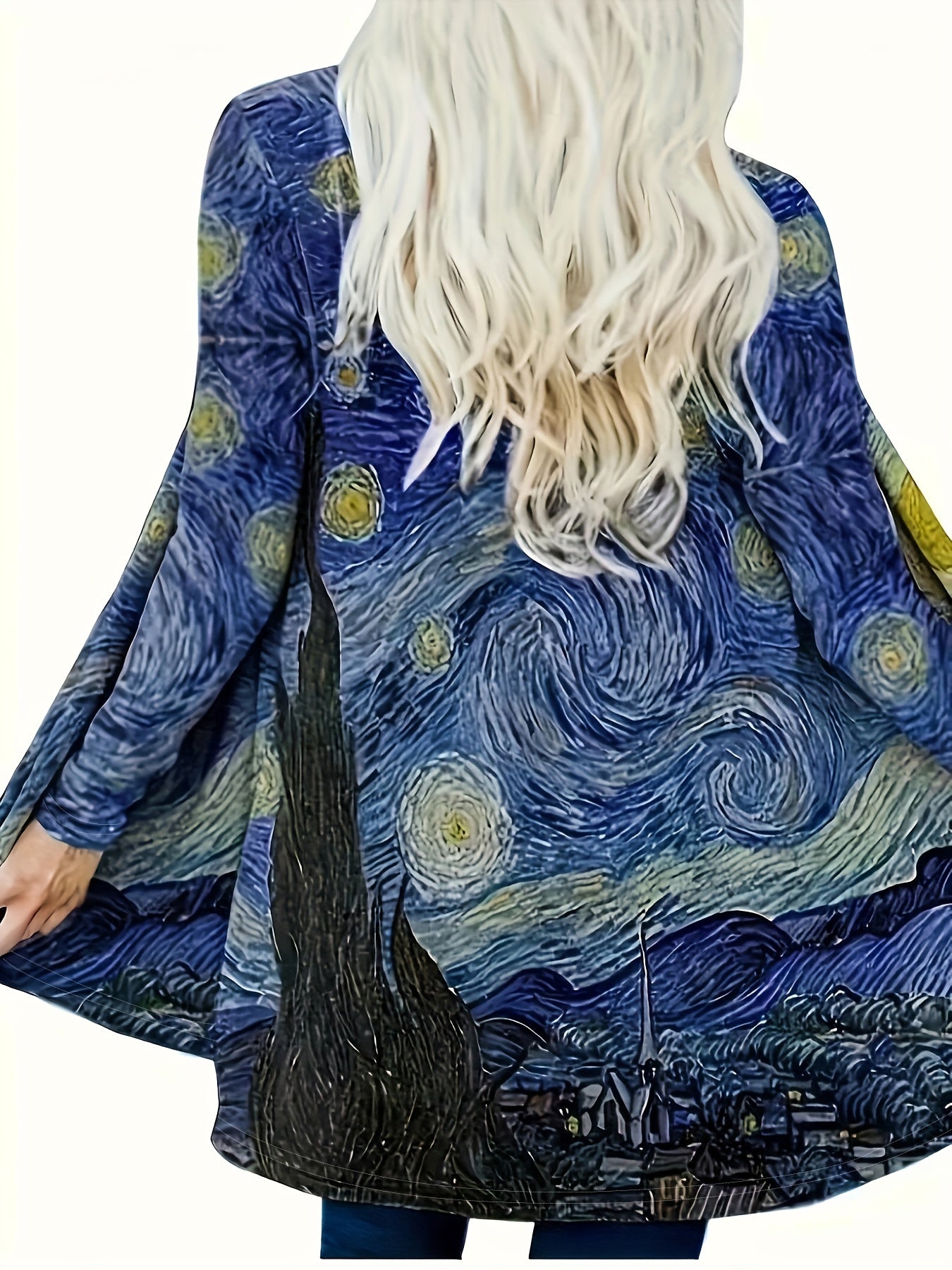 Starry Sky Print Long Sleeve Retro Cardigan
