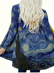 Starry Sky Print Long Sleeve Retro Cardigan