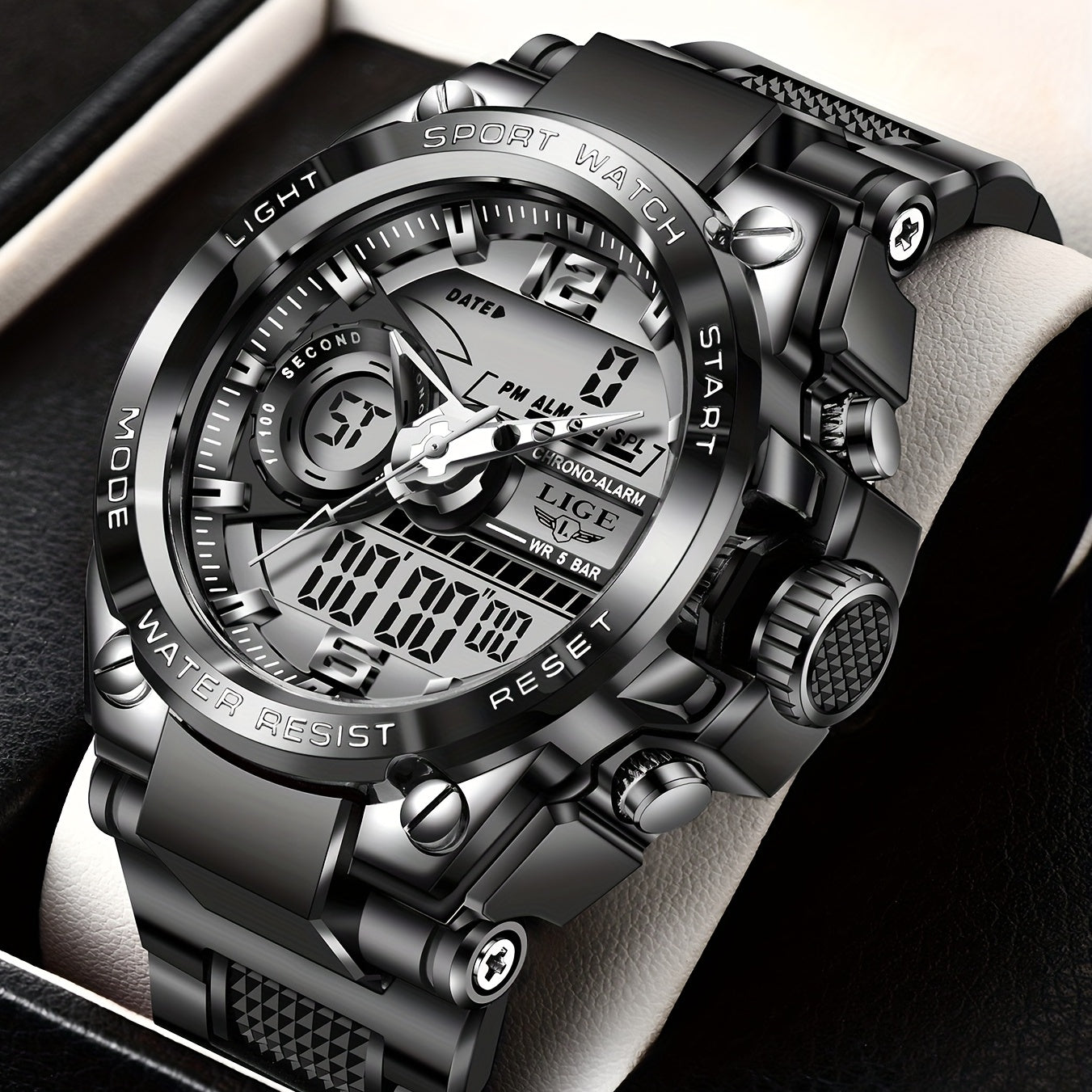 LIGE Boy's Digital Military Watch 50m Waterproof LED Quartz Student Sport Watch