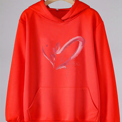Heart Graphic Hoodies Girls Comfy Hooded Sweatshirt With Pocket
