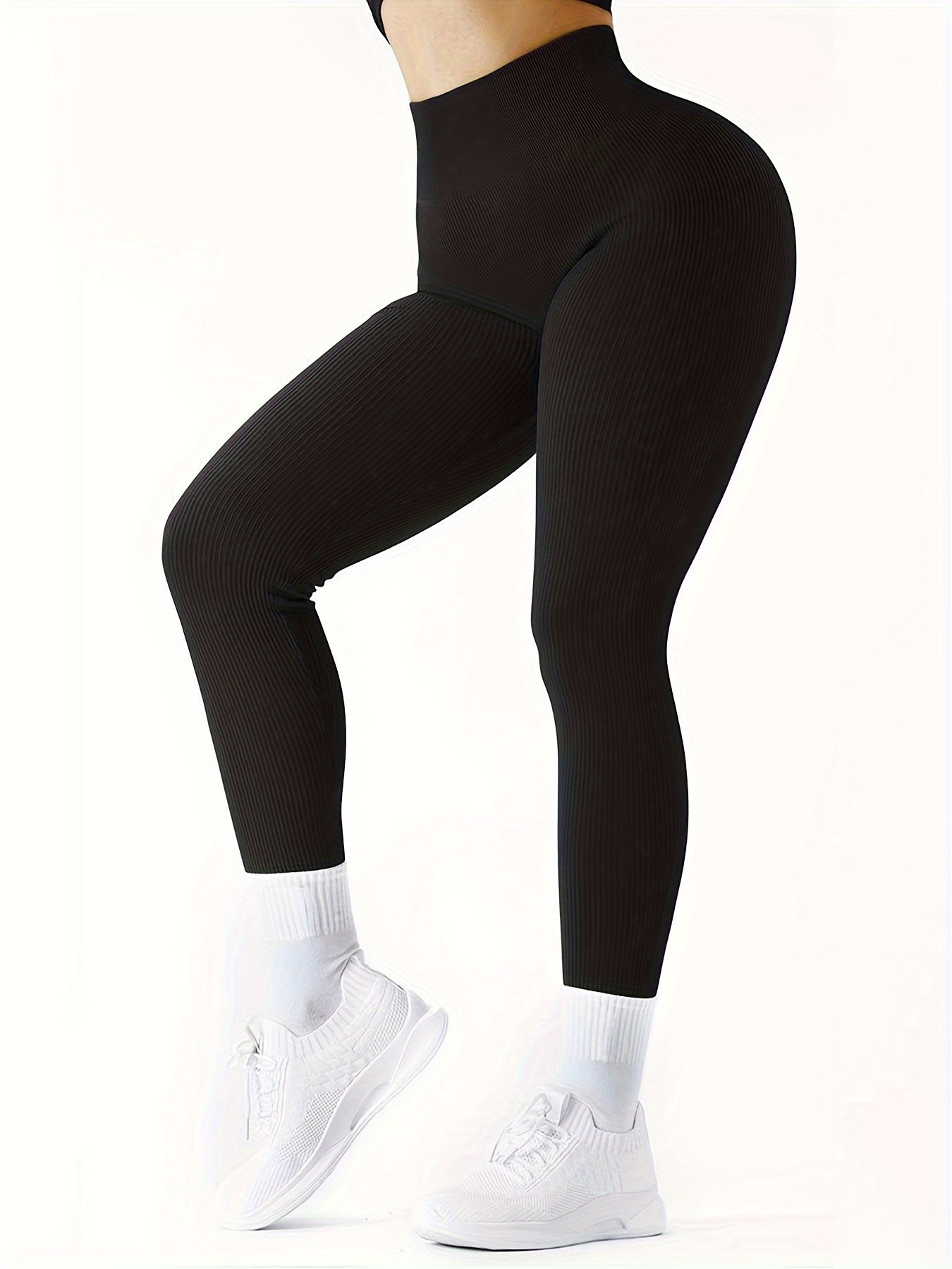 Seamless High Waist Rib Knit Yoga Pants