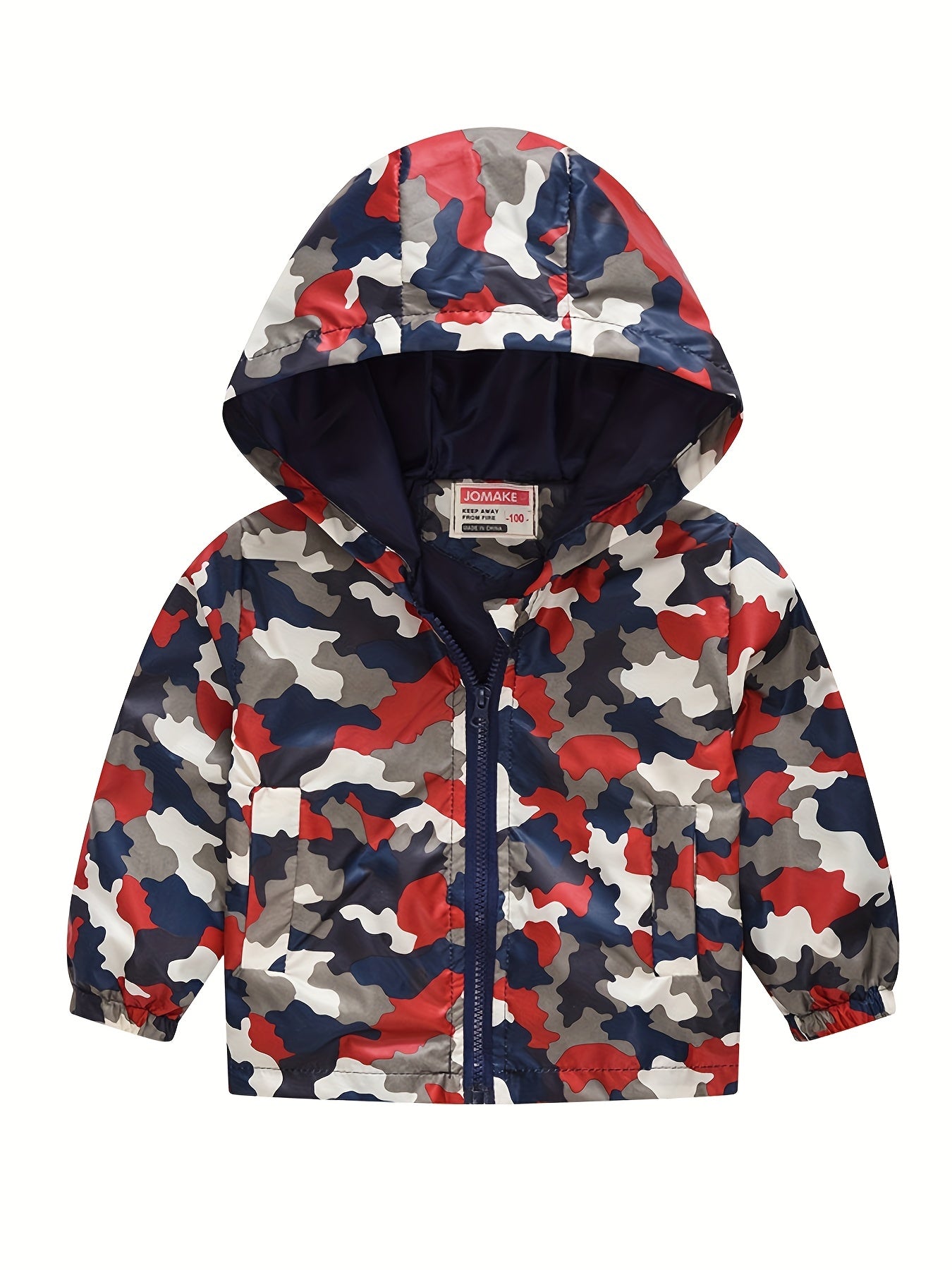 Kids Dino Print Zip Hoodie Cardigan Collar Jacket