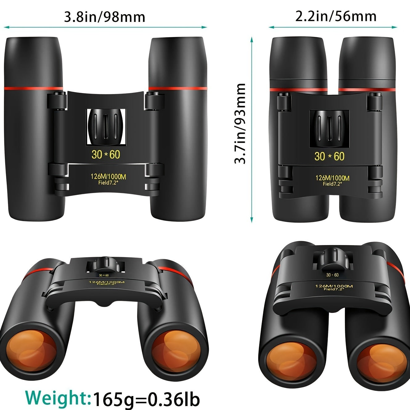 Compact Waterproof Binoculars Lightweight Foldable Small Adults Kids Bird Watchi