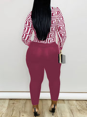 Geometric Print Shirt & Panties Set Casual Outfits