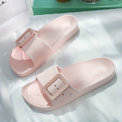 Women's Open Toe Soft Sole Bathroom Slides Non Slip Flat Shoes