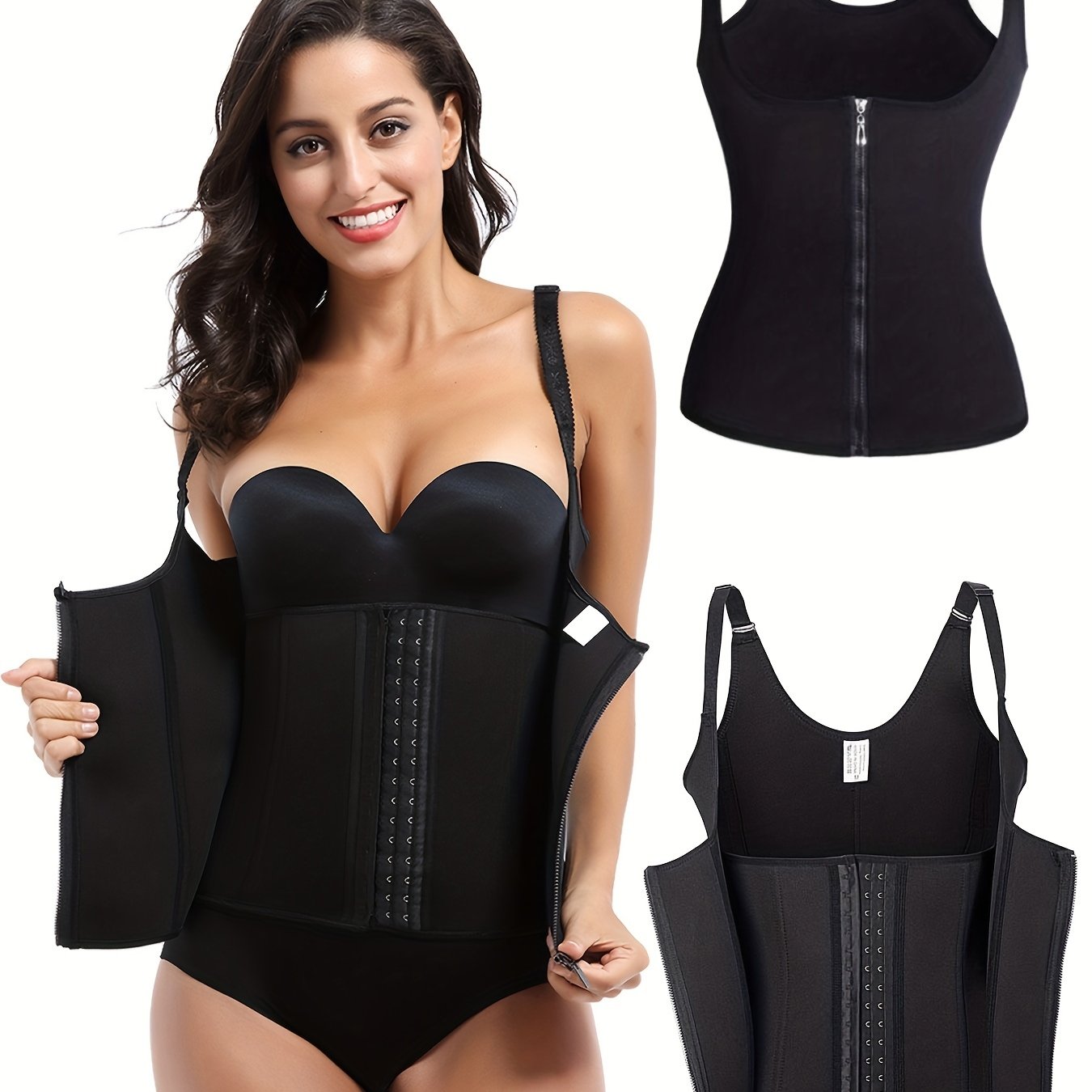 Zipper Cami Tops Waist Trainer Tummy Control Slimmer Top