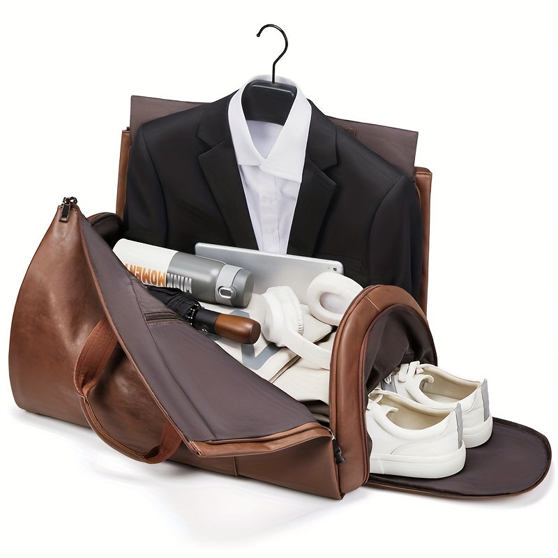 PU Leather Garment Bag For Travel Carry On Suit Carrier Storage Bag