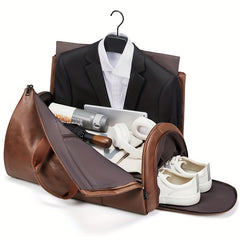 PU Leather Garment Bag For Travel Carry On Suit Carrier Storage Bag
