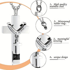 5pcs Heart Cross CZ Urn Necklace Stainless Steel Cremation Jewelry