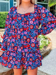 Floral Print Top & Shorts Two Piece Set