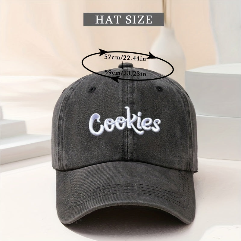 Cookies Embroidery Casual Baseball Cap Candy Washed Distressed Hat Dad Hat