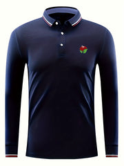 Fruit Print Men's Casual Long Sleeve Polo Shirt