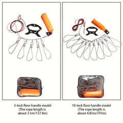 Stainless Steel Fish Stringer with 10 Clips for Easy Fish Transport