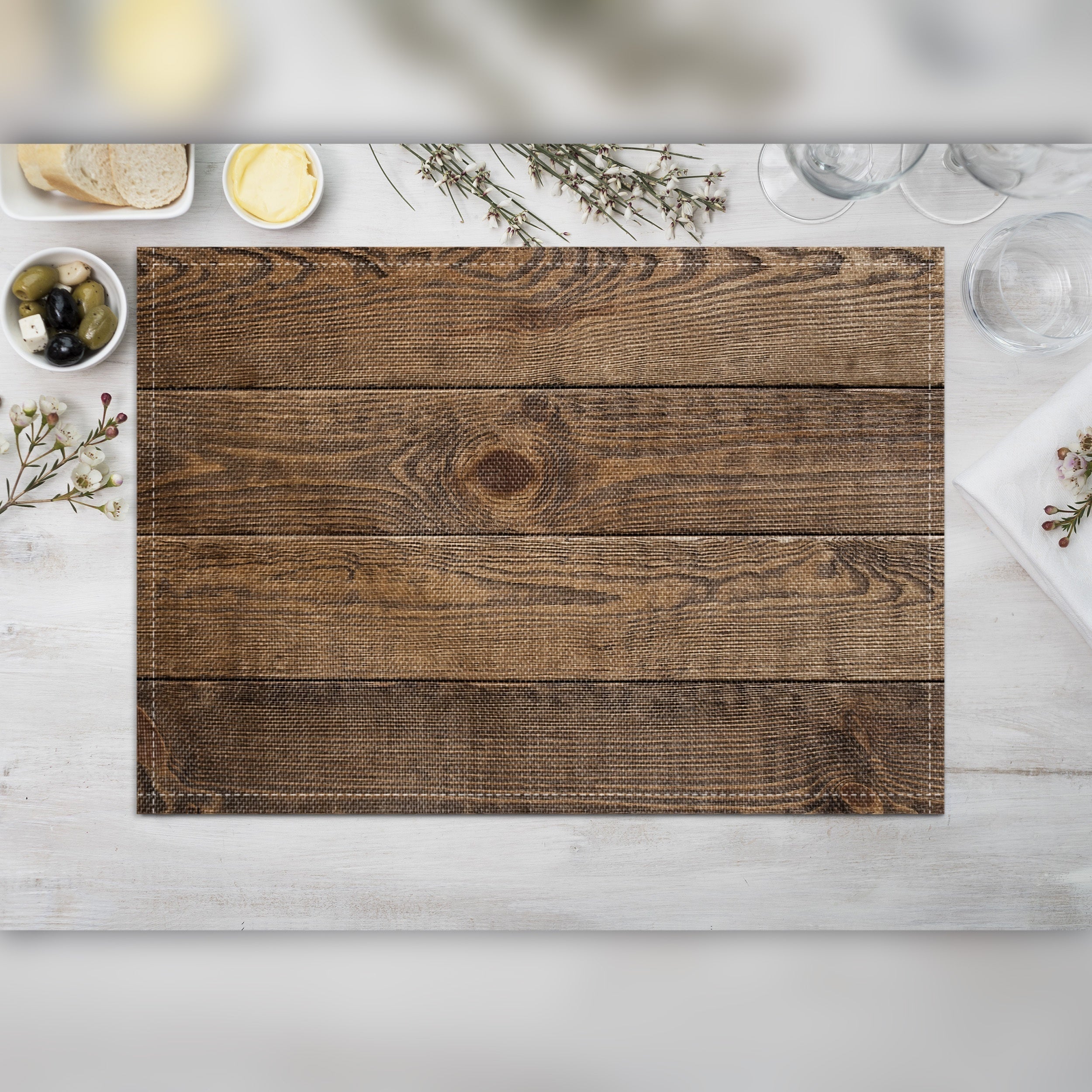 Vintage Wood Textured Placemat Stain Resistant Table Mat
