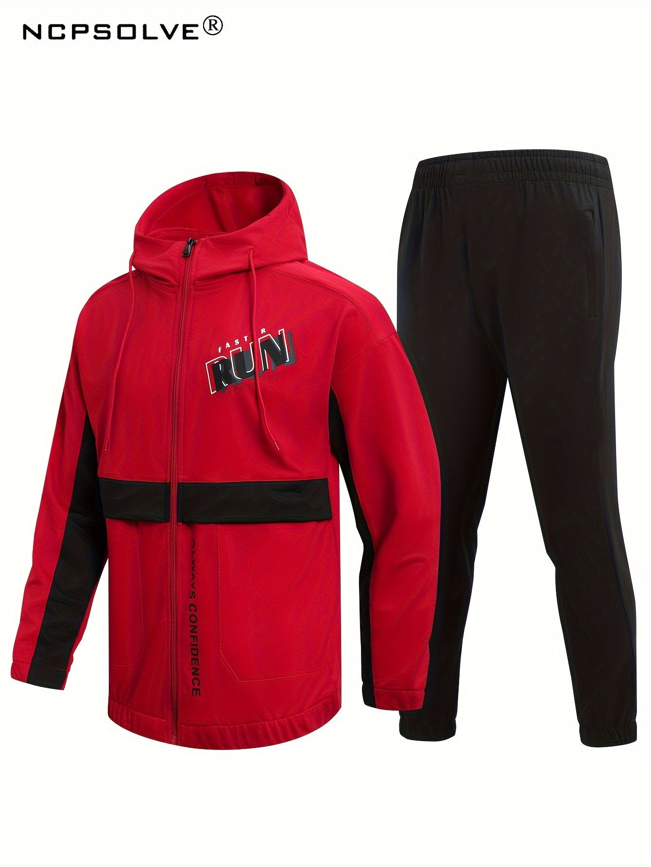 Men's Outdoor Hooded Windbreaker Jacket & Warm Pants