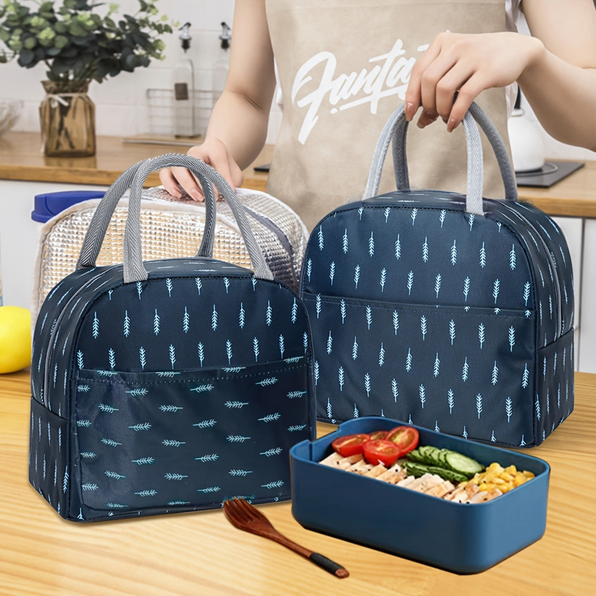 Durable Oxford Cloth Lunch Bag with Aluminum Foil Liner