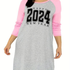 Letter Graphic Raglan Nightdress Long Sleeve