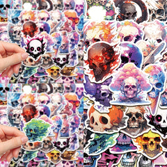 50pcs Laser Skull Series Graffiti Stickers Waterproof DIY Handbook Sticker Pack
