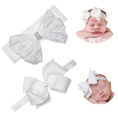 2pcs Butterfly Bow Lace Headbands for Baby Girls Kids