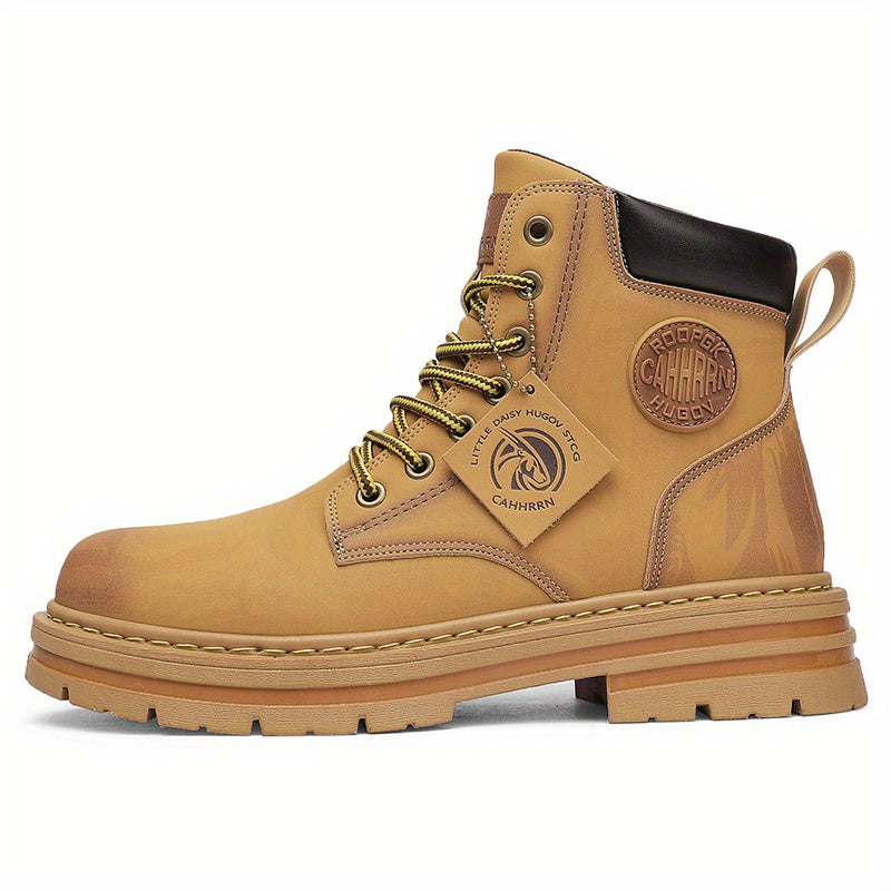 Men's Padded Collar Service Boots Casual Lace-up Shoes