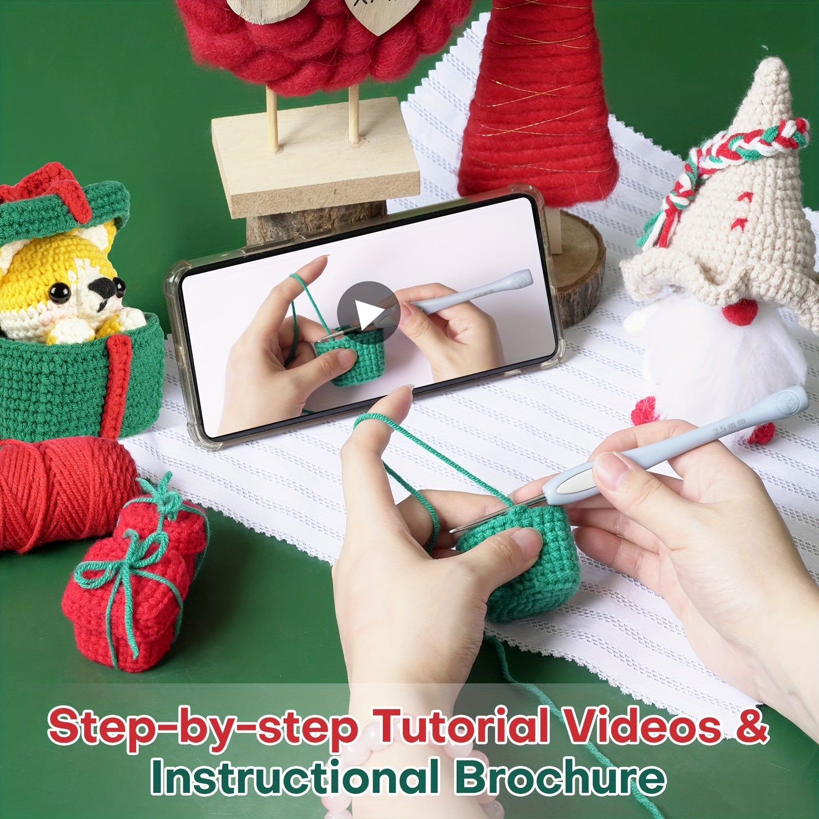 DIY Crochet Doll Set Christmas Puppy Materials Adorable Dolls