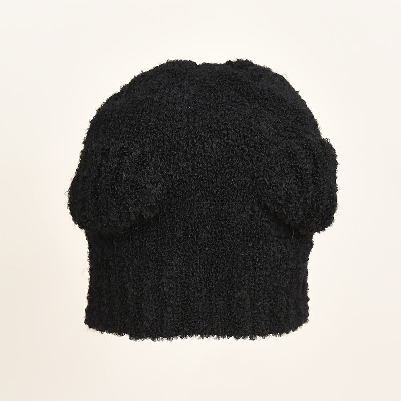 Ladies Short Fleece Hat Solid Outdoor Winter Warm Knitted Hat