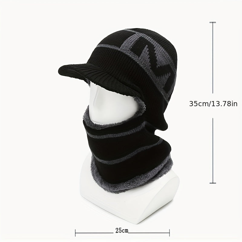 Winter Balaclava Hat with Brim Neck and Ear Protection for Boys