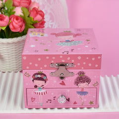 Floral Pink Ballerina Music Box with Mirror