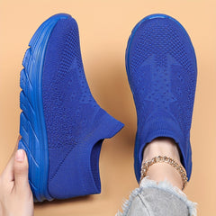 Solid Mesh Breathable Woven Casual Shoes Soft Comfortable Shock Absorption