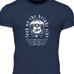 Men's Letter Print T shirt Casual Breathable Tee for Summer