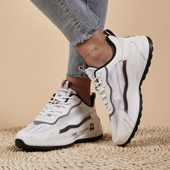 Chinese Style Block Run Shoes Reflective Stripes Soft Sole Sneakers