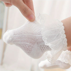 Girls Lace Trim Ankle Socks Mesh Comfortable Princess Socks for Kids